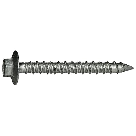 Midwest Fastener Tapcon Masonry Screw, 1/4" Dia., Hex, 2 1/4 in L, Steel Silver Ruspert, 100 PK 51786
